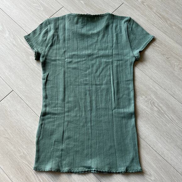 J Crew Pointelle Baby Tee Womens XS Green Flaw - Picture 7 of 10